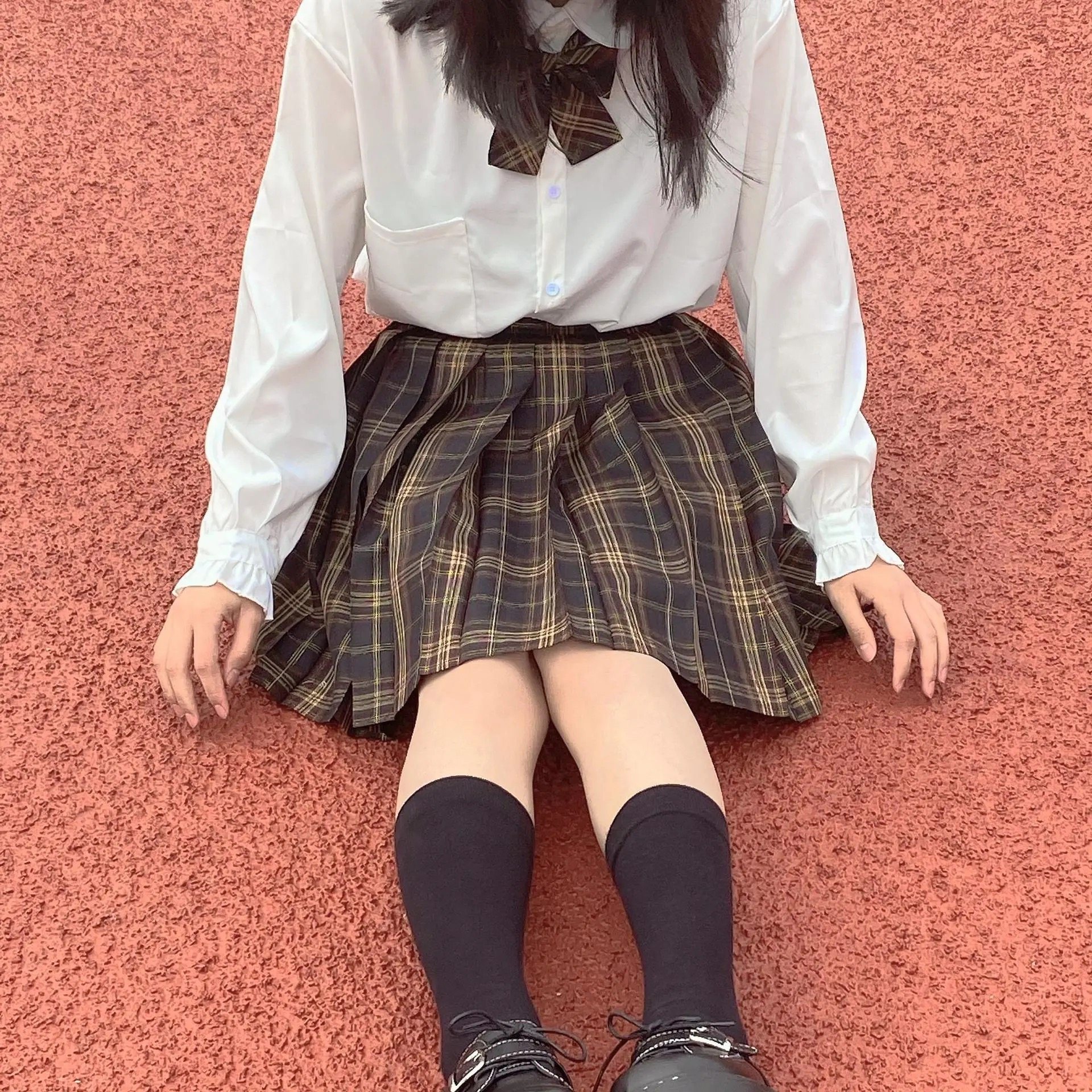 日系半身风伞学院格裙正版制服糖果jk金线半身裙