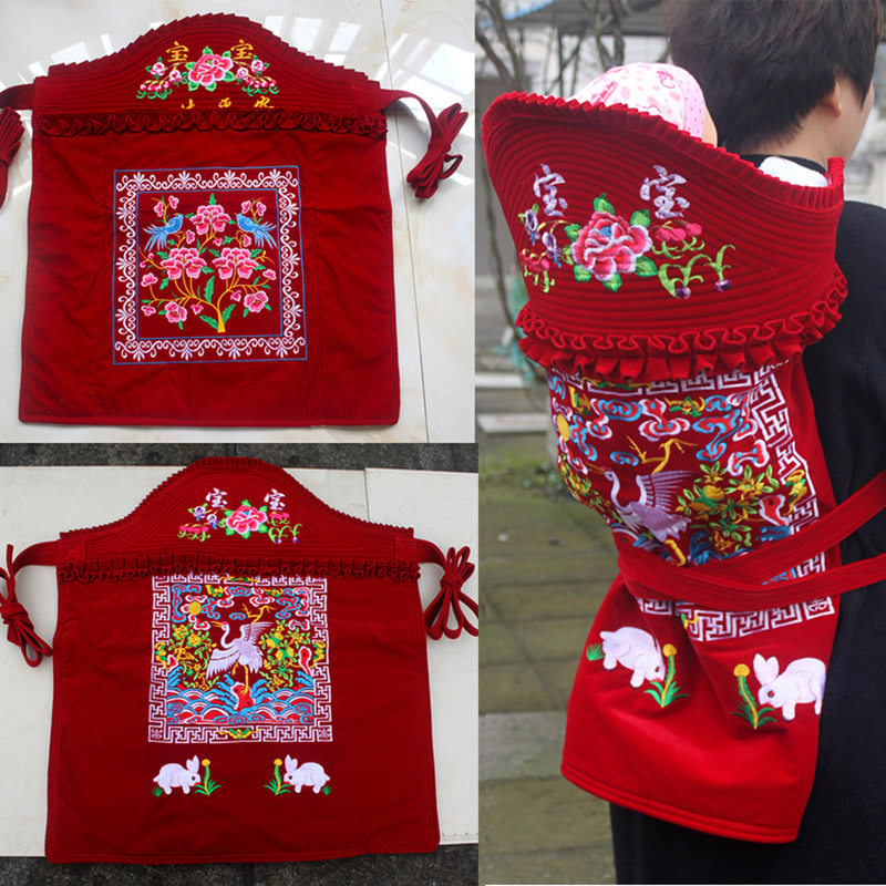 传统硬背小孩贵州冬季云南婴儿后背前后背巾背带