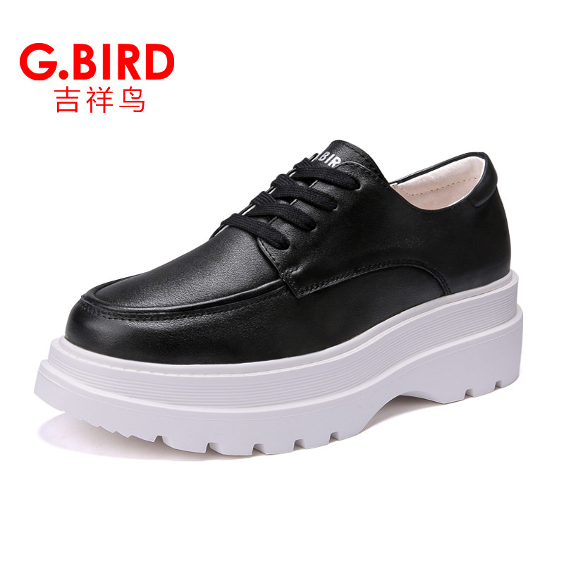 吉祥鸟松糕休闲女鞋2022新款真皮超轻百搭厚底松糕摇摇鞋