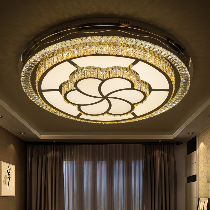 2019新款水晶灯 客厅吸顶灯现代简约家用大气房间灯led卧室灯圆形