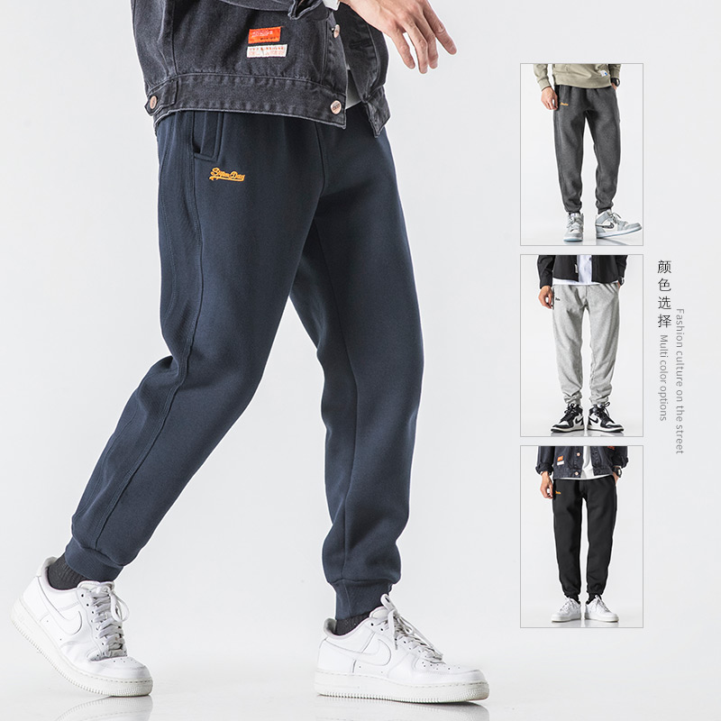 春秋款束脚运动裤男2021新款春季潮牌休闲男裤针织裤子美式卫裤潮