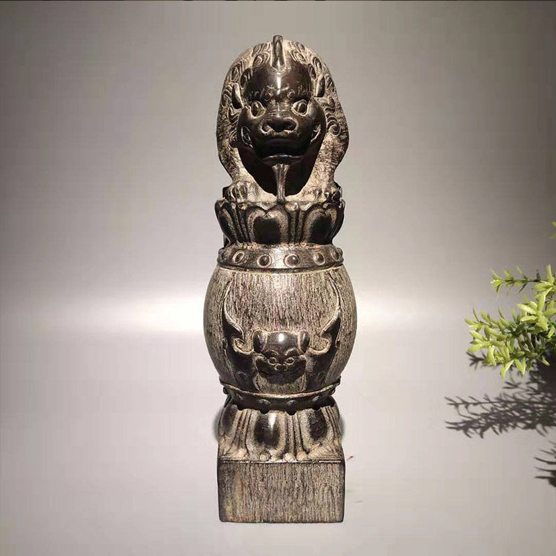 古董古玩老石雕旧石器仿古山西青石莲花座朝天吼复古镇宅摆件文玩