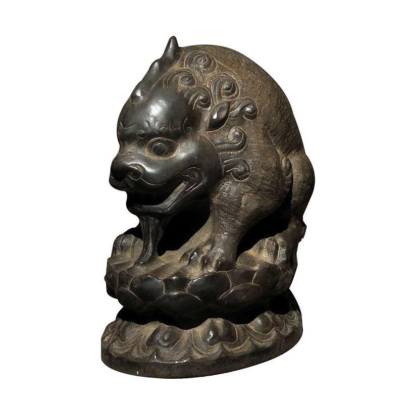 古董仿古石雕山西青石莲花吸水兽复古案头中堂吸财神兽文玩收藏