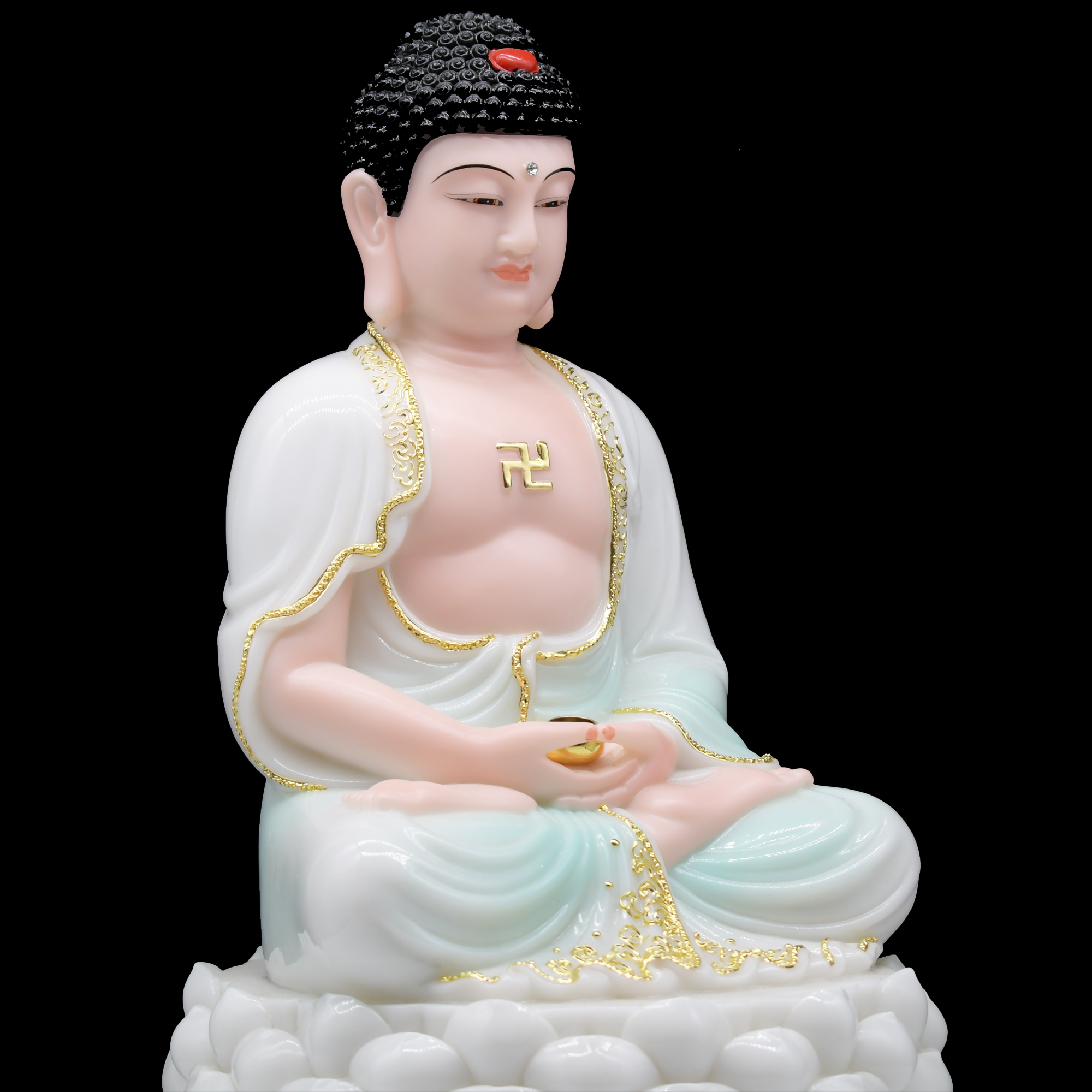 包邮汉白玉天润释迦牟尼佛祖佛像居家供奉摆件神像摆件