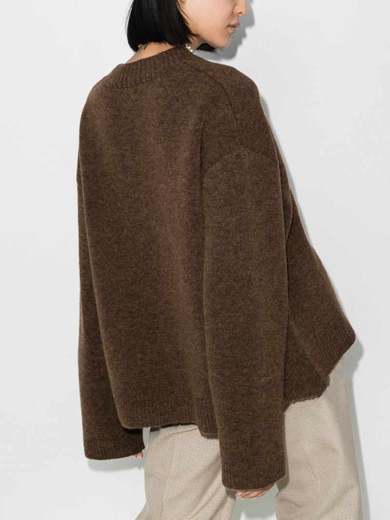 小众匈牙利nanu设计褐色宽松羊毛羊驼驼毛混纺毛针织衫