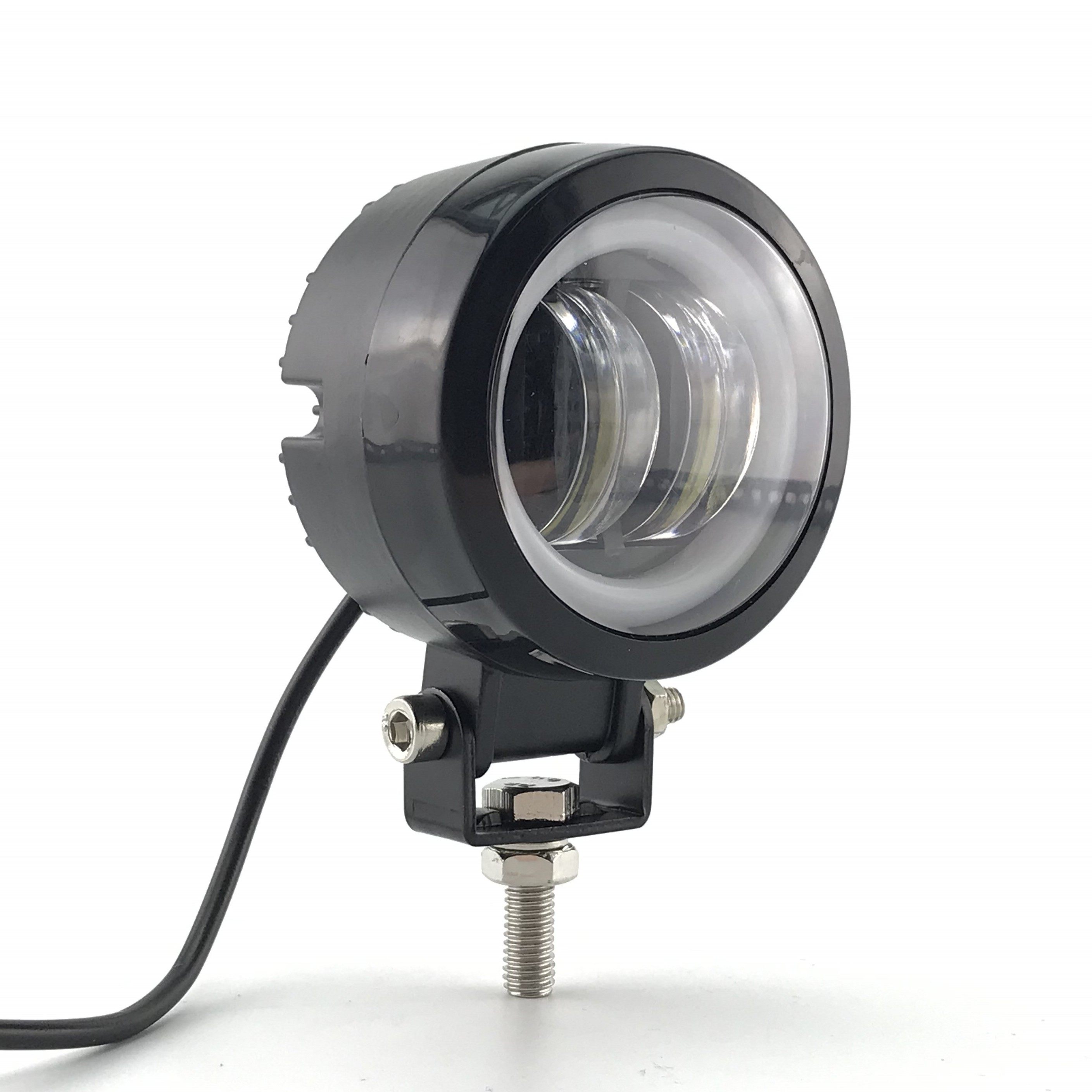 摩托车led射灯外置超亮强光电动车前大灯12v-80v日行灯天使眼透镜