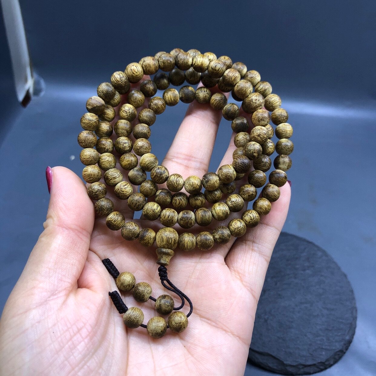 9分海南白棋楠树心软6mm10812克保真天然奇楠佛珠