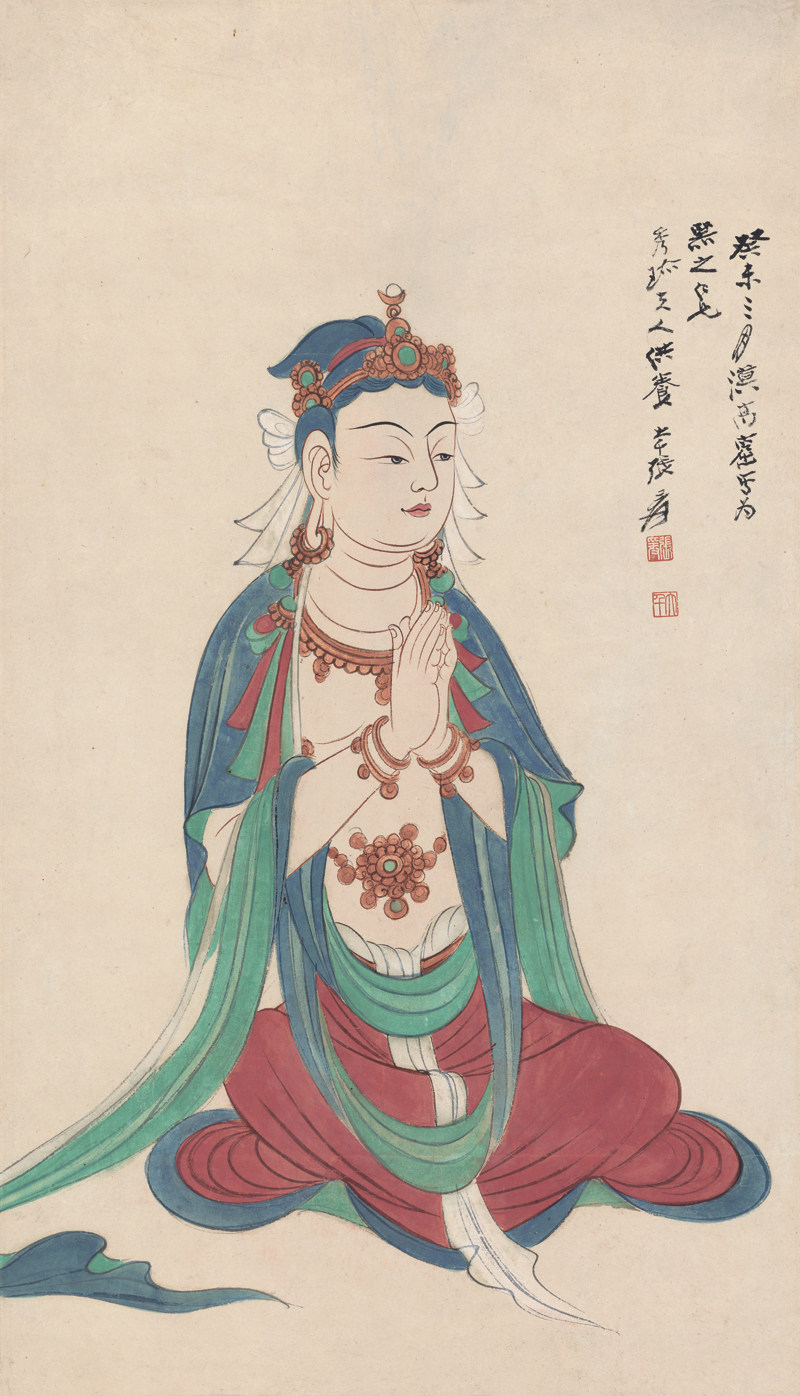 座像观音张大千名人字画国画佛像临摹美术电子版设计素材