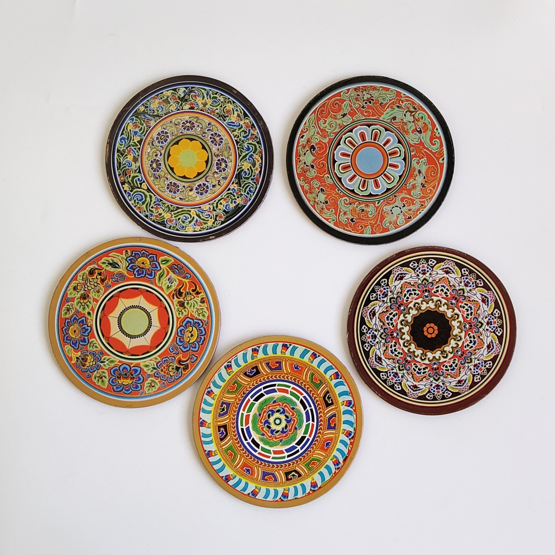 敦煌莫高窟文创茶杯杯垫软木防滑垫隔热壁画藻井杯垫