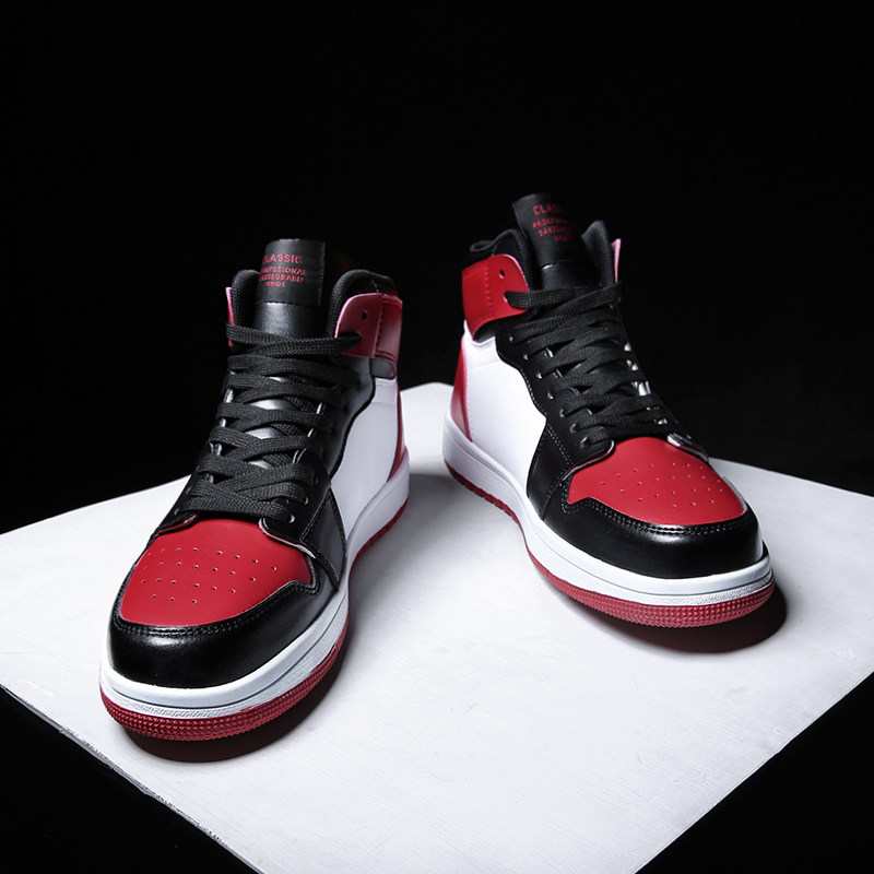 空军一号男鞋aj1小闪电高帮板鞋黑红脚趾莆田鞋子冬天篮球运动鞋
