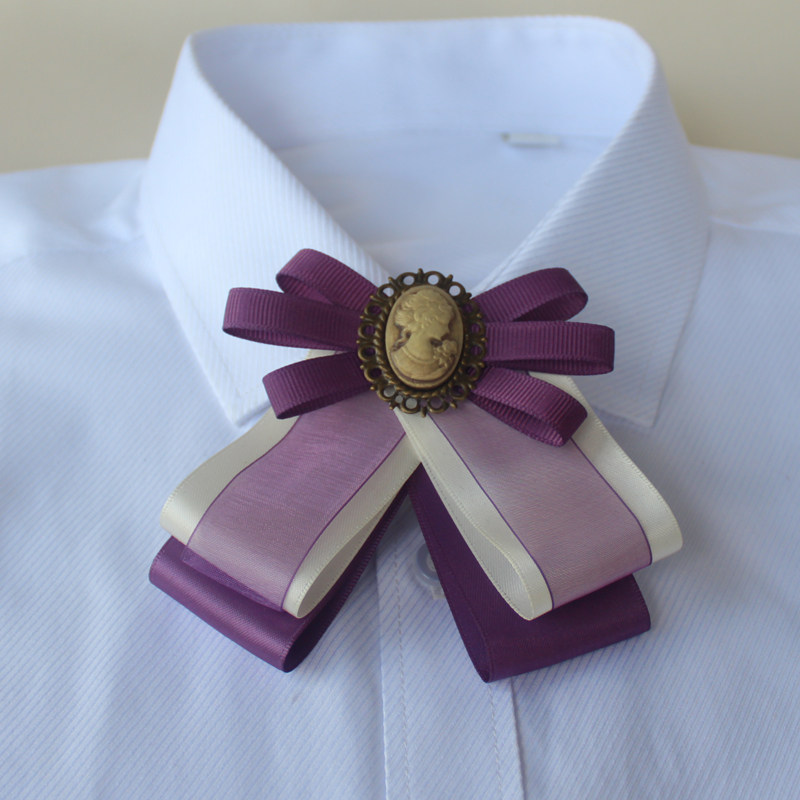 空姐银行酒店女士职业领花紫蓝黑红服务员领结领结