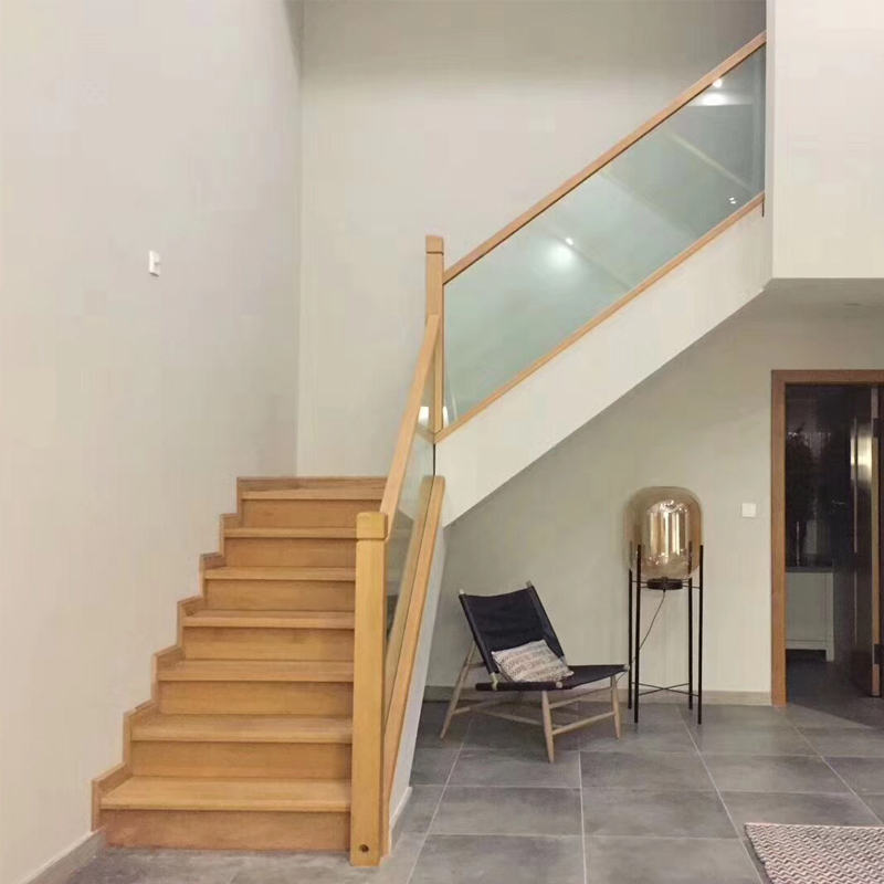 实木玻璃楼梯轻奢现代简约别墅整梯定制钢化玻璃包安装整体楼梯