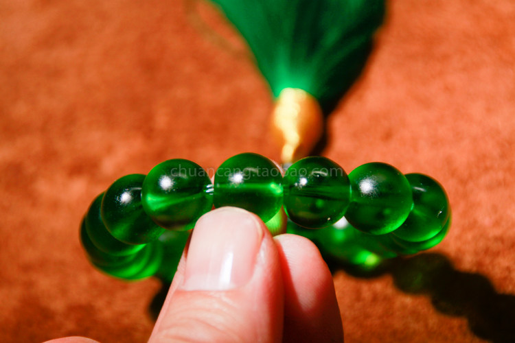 传藏佛学修行绿度手持念珠12mm尼泊尔手工琉璃手链