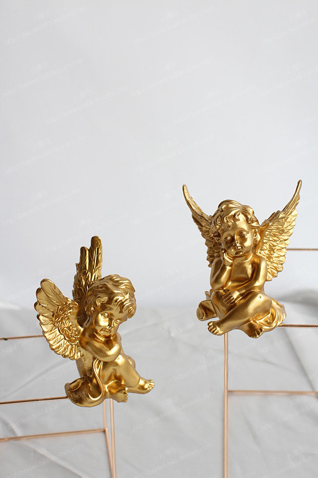 北欧风树脂人物雕塑橱窗道具金天使摆件样板房拍摄道具软装饰品