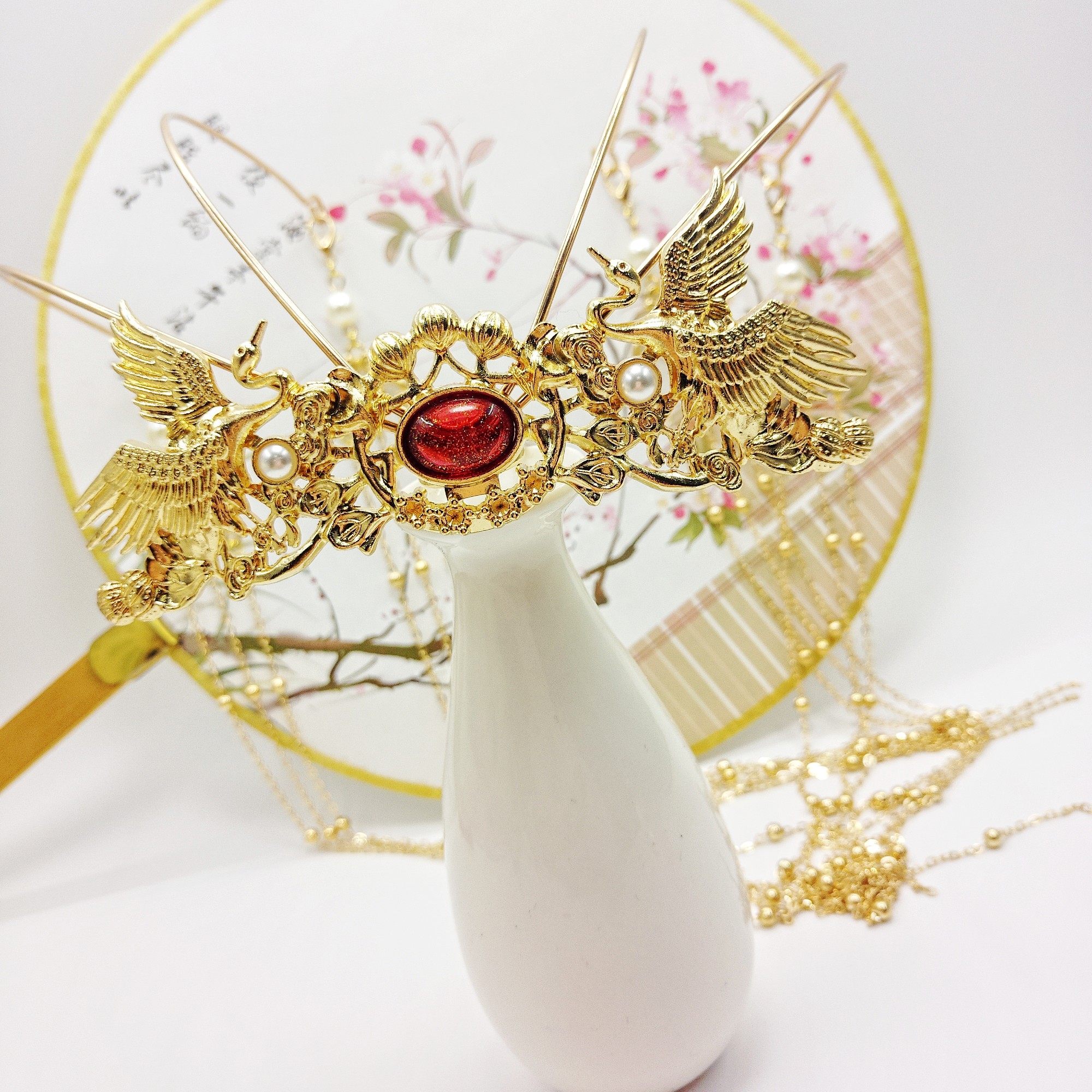 杳鸢手古风风发冠发发簪古典气质头冠汉服发饰项链