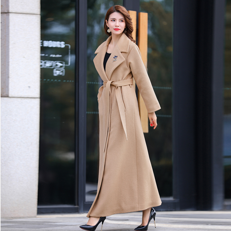大衣羊毛羊绒女长款20年冬季新款修身身长毛呢毛呢外套
