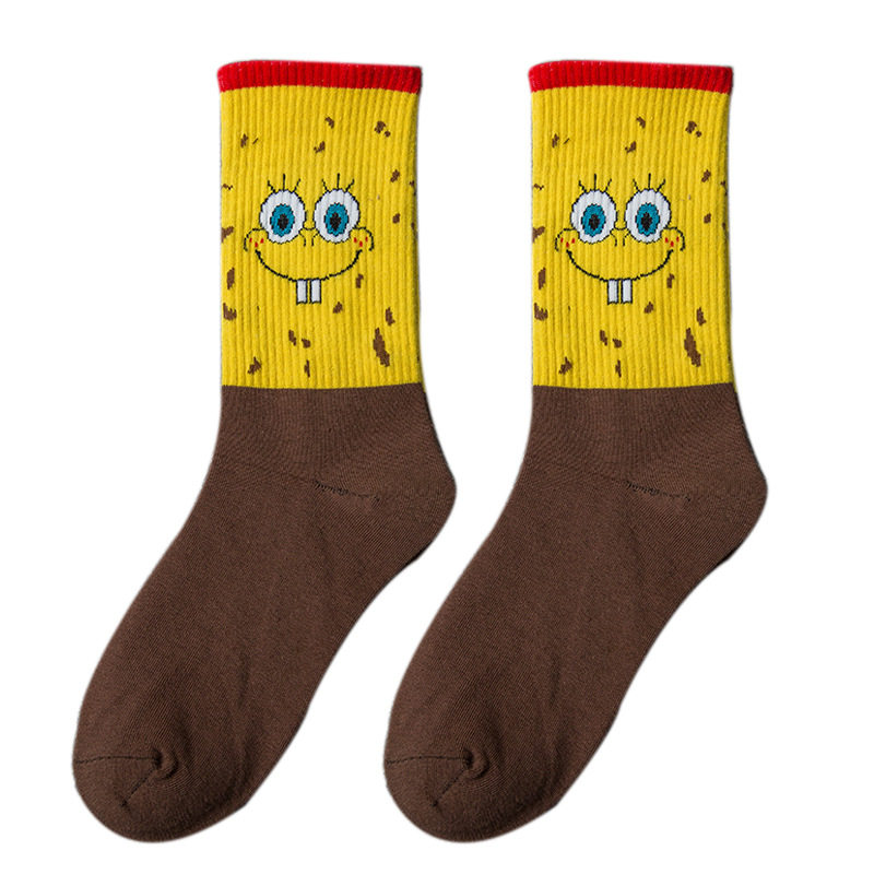 海绵宝宝袜子 欧文5潮袜派大星运动卡通配色章鱼哥长筒精英篮球袜-图4