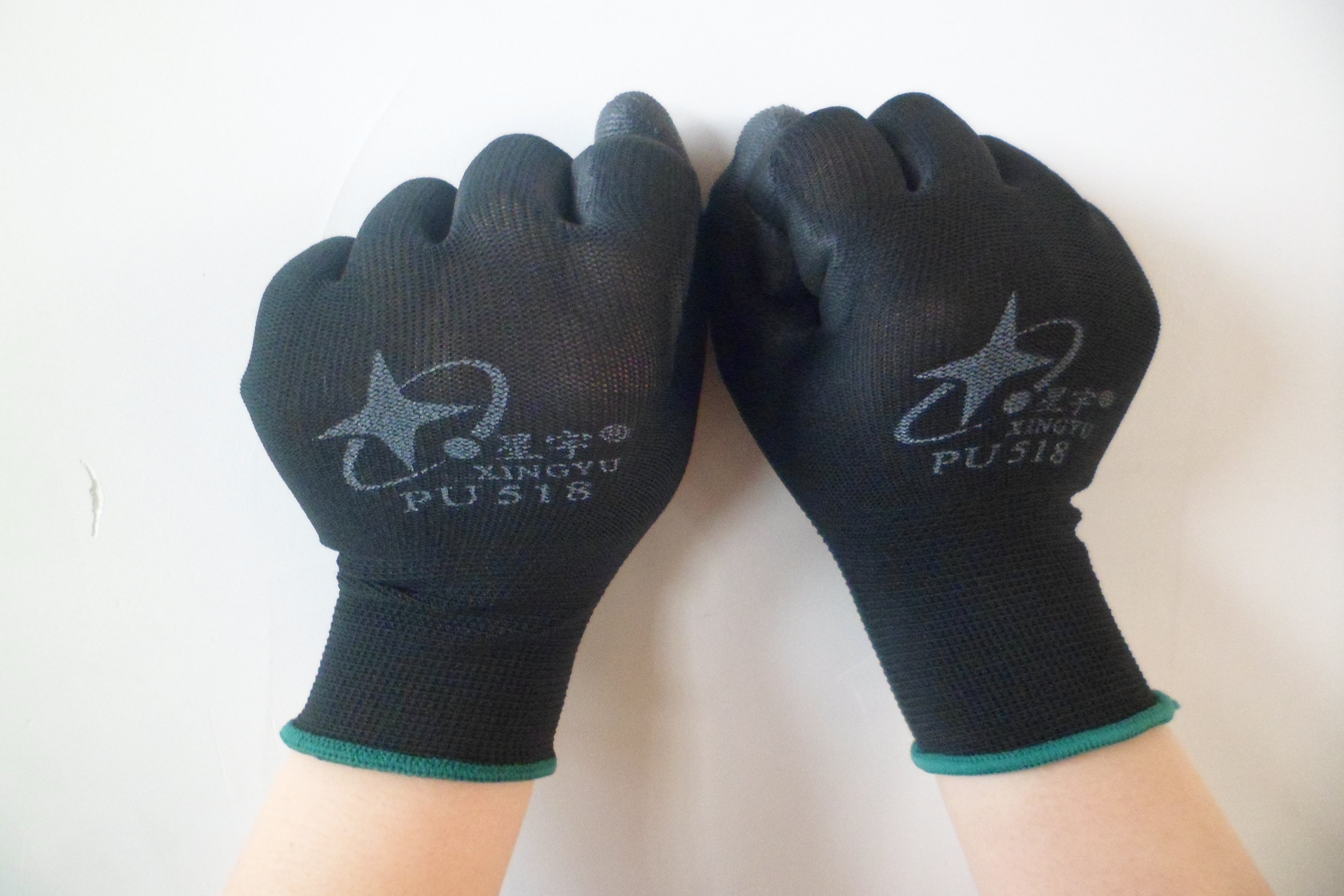 星宇pu518黑pu防静电手套涂掌涂指劳保手套电子厂无尘工作手套