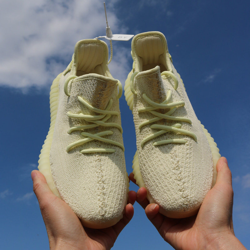 正品椰子350v2奶油亚麻布男女潮鞋真爆跑步运动网面鞋