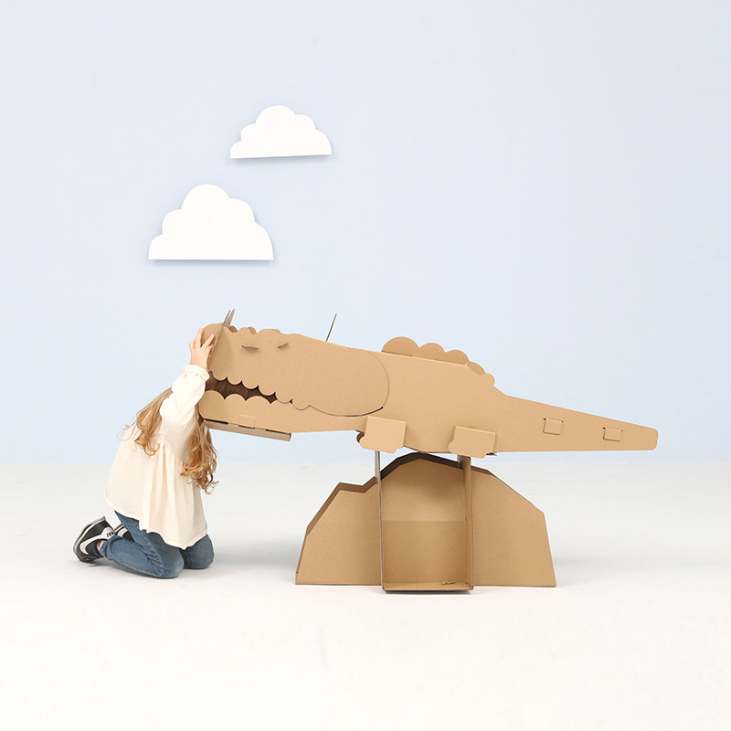 益智玩具幼儿园区域区动物鳄鱼纸箱模型儿童diy手工其他手工制作