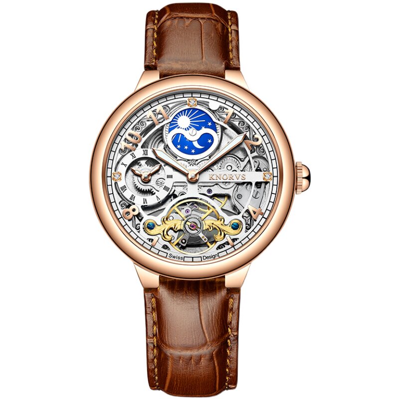 knorvs卡诺卡诺威威斯时尚镂空男士手表瑞士高端国产腕表