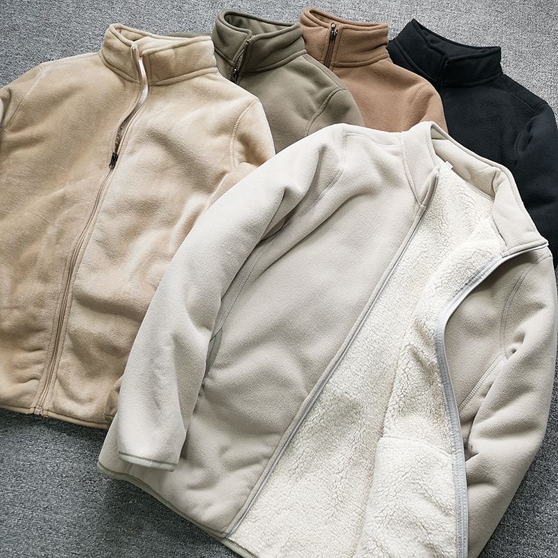 岛国！双层复合绒 秋冬加厚羊羔绒+细料摇粒绒保暖立领夹克外套男