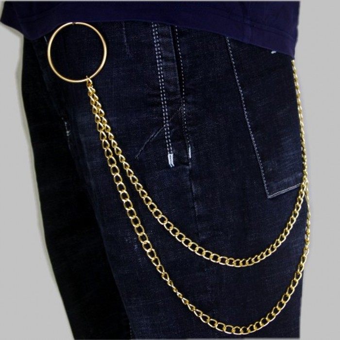 腰链挂饰圆环双层嘻哈三层裤链男潮裤子挂链腰带