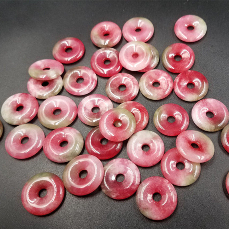 平安扣玉石新款精美天然桃花玉平挂件粉色吊坠颈饰