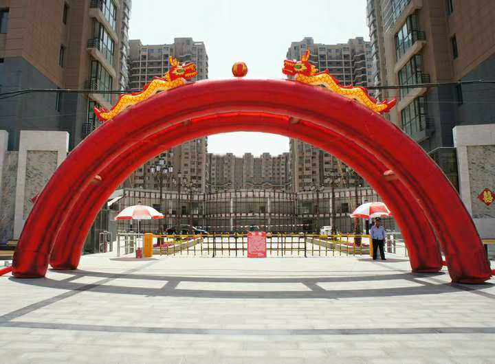 拱门双龙加厚金色开业充气婚庆气模夜光拱门