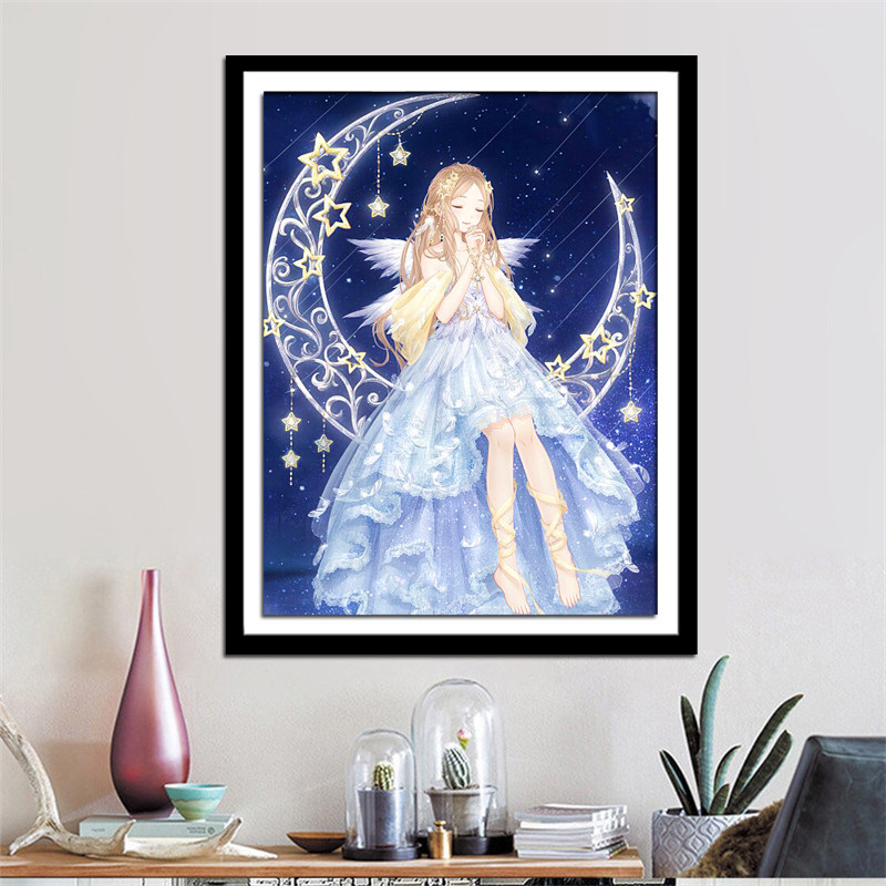 钻石画满钻卡卡通动漫可爱祈祷许愿少女女孩十字绣套件