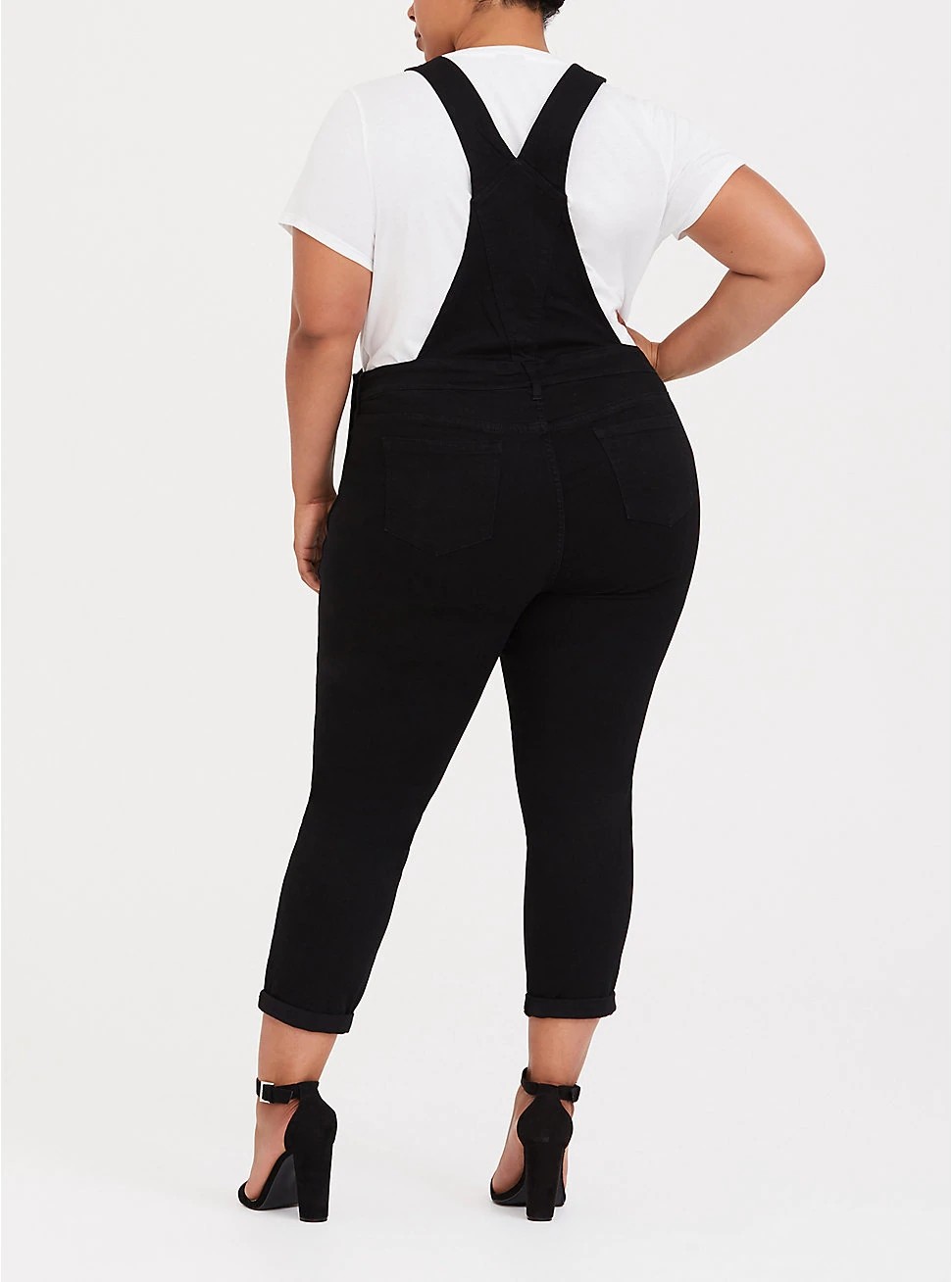 200300斤美国欧码大码女装弹力宽松黑色牛仔背带大码女装