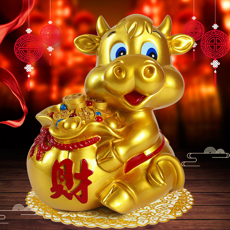 石膏模具胶套乳胶模型公园摆摊金牛储钱罐大号白模填色