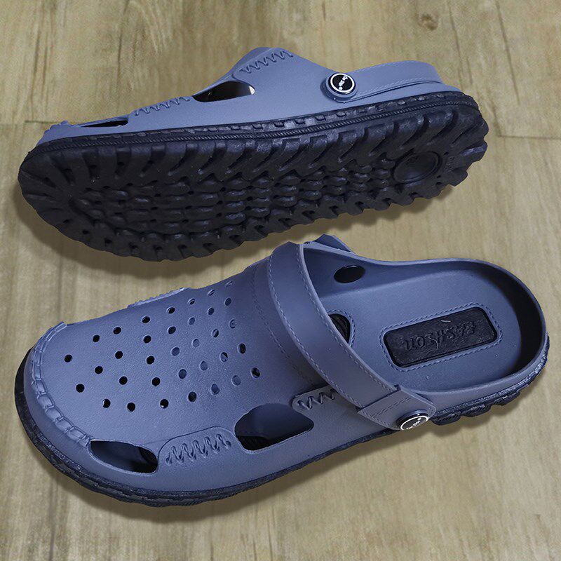 洞洞男款越南凉鞋天然橡胶乳胶包头休闲防滑沙滩鞋