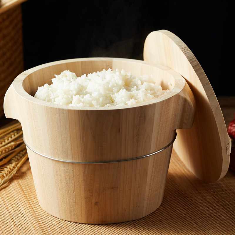原木木制米饭饭桶厨房家用杉木大小小木桶竹制餐具笼