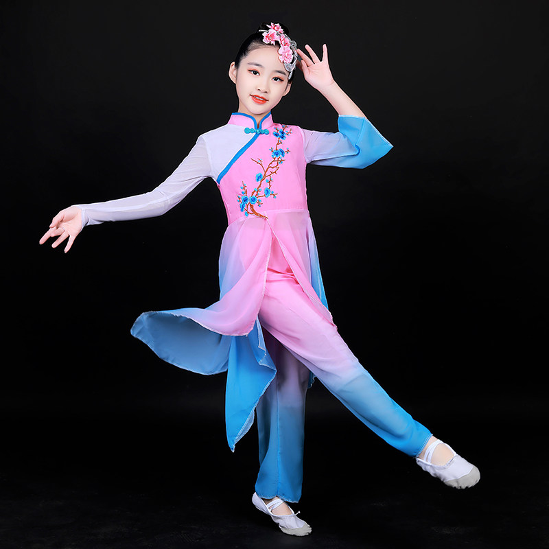 儿童花间山鬼三月谪仙繁花雨中古典扇舞飘逸儿童演出服