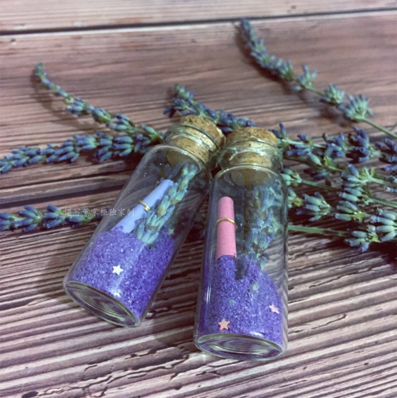 薰衣草干花许愿瓶幸运星木塞玻璃手工手工制制作礼物幸运星