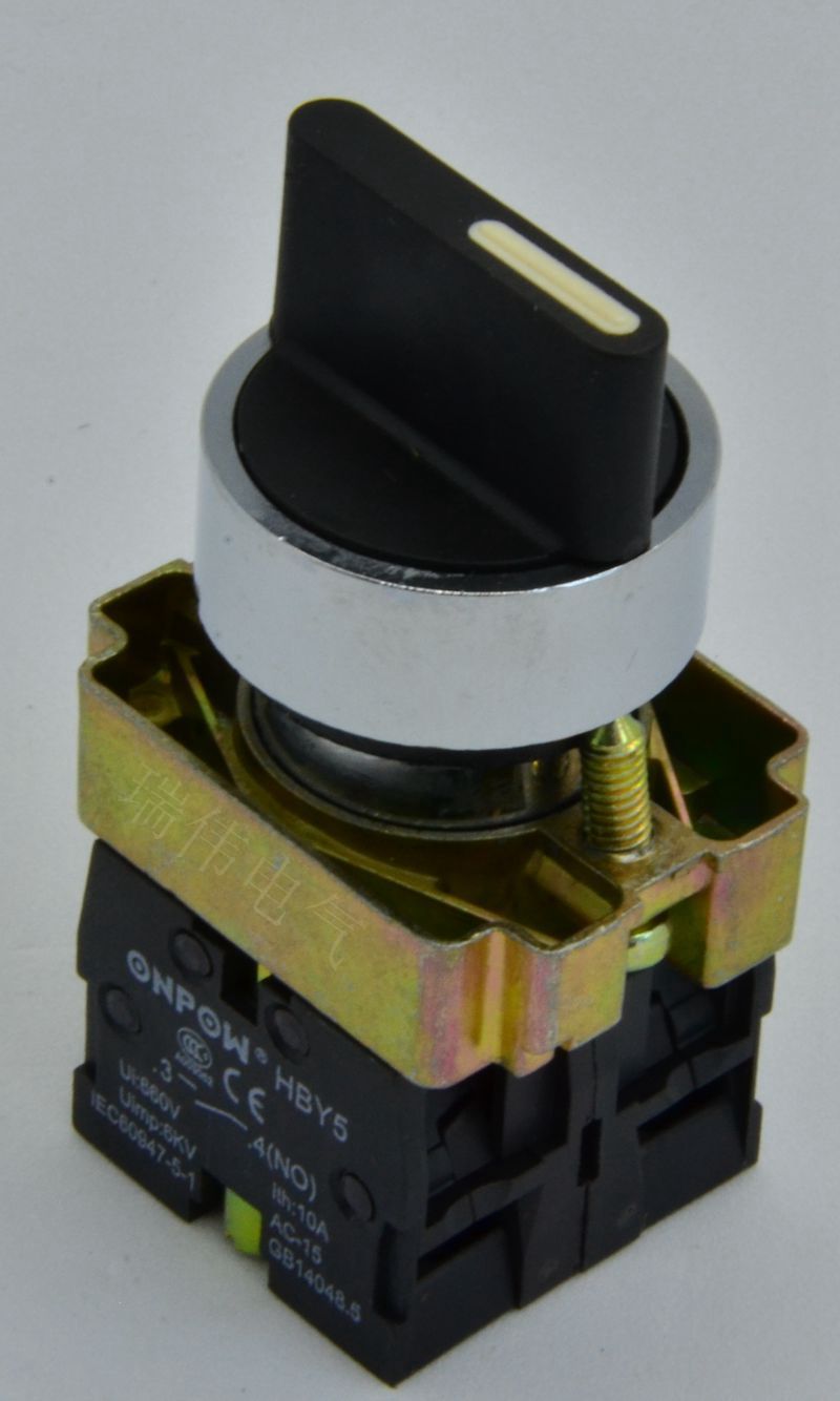 开关hby520x红波按钮旋转常开三位位置全自开孔按钮