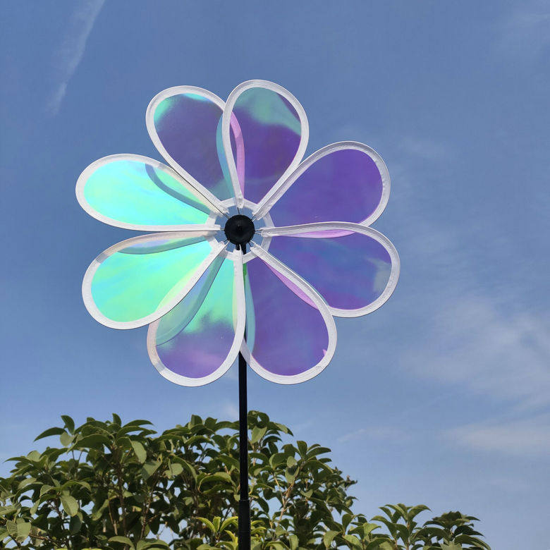 风车30cm户外亮片炫光八叶节日活动园林装饰风车
