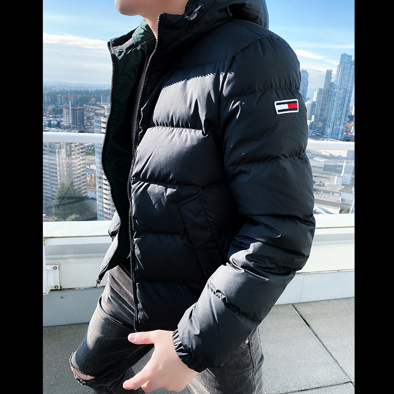TOMMY HILFIGER 男士新款保暖羽绒服LOGO款帽子可拆卸外套 TM8-98