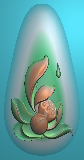 1940莲花荷花水滴椭圆吊坠挂件浮雕精雕jdp设计素材