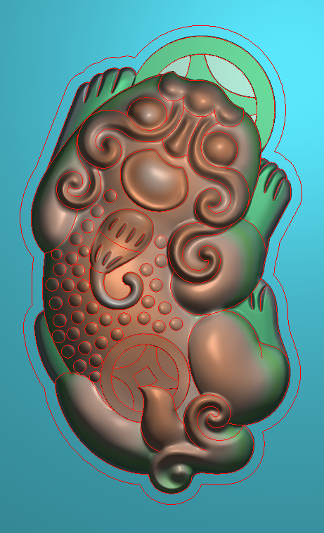 0586貔貅一对浮雕精雕jdp灰度bmp格式玉雕设计素材