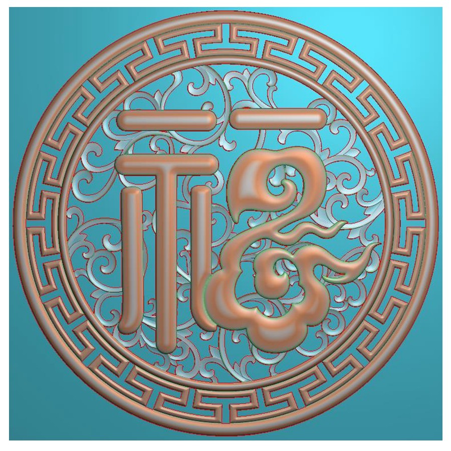 1928新款祥云福字镂空挂屏窗花圆盘浮雕精雕设计素材