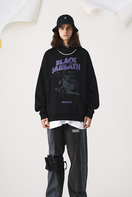 ovdy潮牌卫衣男ins摇滚乐队黑色假期主题oversize高街风卫衣