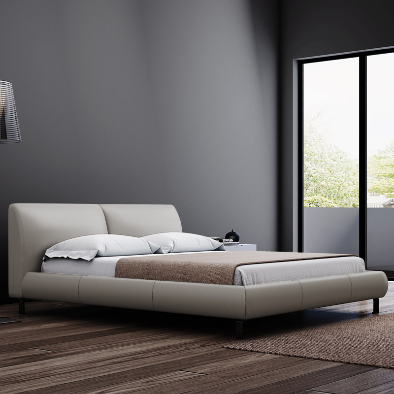 realdo靠背高靠背1.8米1.5米双人床现代真皮轻奢软床皮艺床