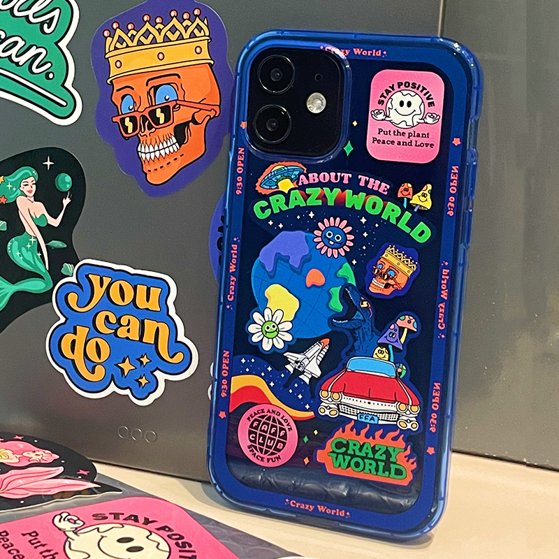 九点半原创荧光蓝色星球适用苹果13ProMax手机壳iphone12Pro/11软