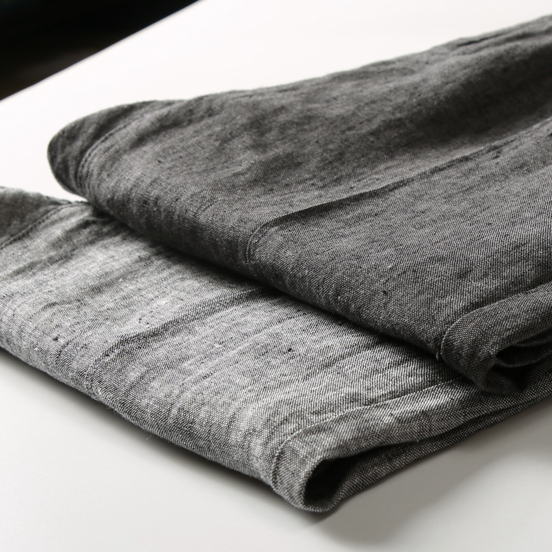 优级色织亚麻男士休闲直筒长裤 高品质纯麻面料夏季新款凉爽裤子