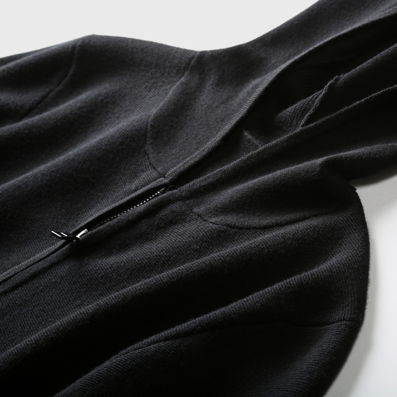 连帽款纯羊毛面料 高端休闲男士冬季针织拉链开衫外套