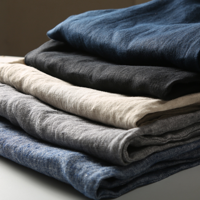 沁凉清爽优级纯亚麻垂感面料夏季休闲裤 伸缩裤腰宽松直筒长裤男