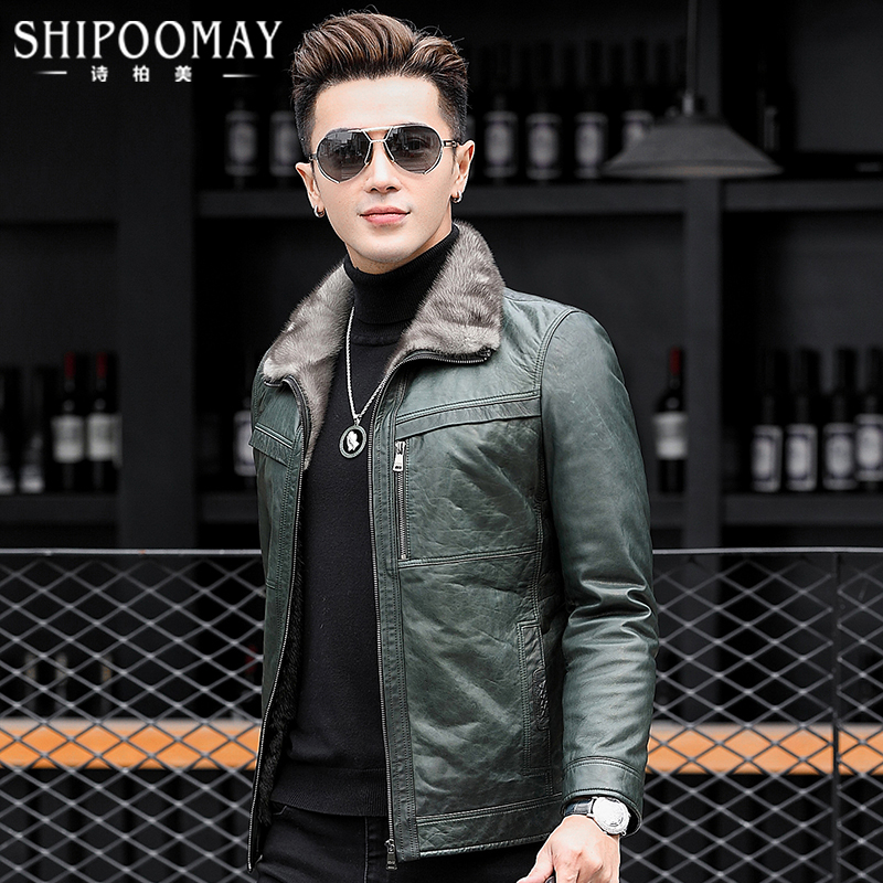 海宁貂皮大衣男修身水貂内胆冬季男士皮毛一体真皮皮衣加厚外套潮