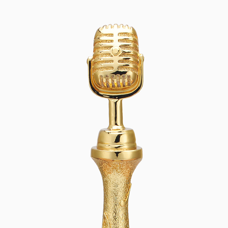 金色话筒麦克风造型音乐水晶奖杯文娱奖杯